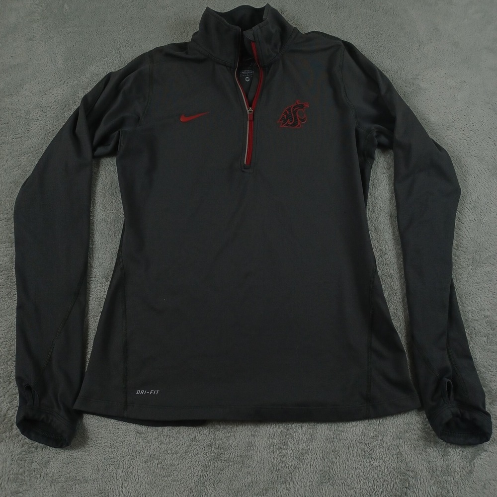 Washington State Cougars Sweater Womens Small Gray 1/4 Zip Nike Dri Fit